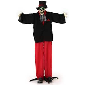 65 in. Battery Operated Poseable Skeleton Groom with Green LED Eyes Halloween Prop