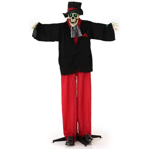 Haunted Hill Farm 65 in. Battery Operated Poseable Skeleton Groom with Green LED Eyes Halloween Prop