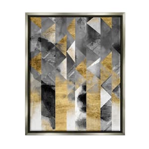 Modern Triangular Stripes Geometric Pattern by Chariklia Zarris Floater Frame Abstract Wall Art Print 31 in. x 25 in.