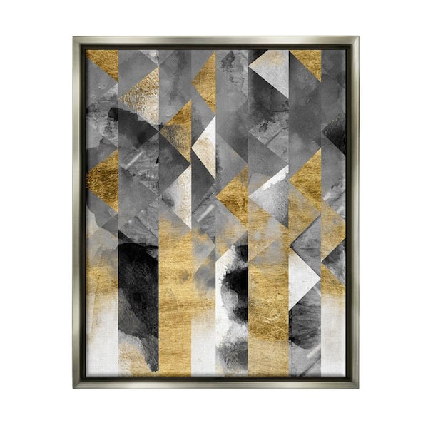 The Stupell Home Decor Collection Modern Triangular Stripes Geometric Pattern by Chariklia Zarris Floater Frame Abstract Wall Art Print 31 in. x 25 in.