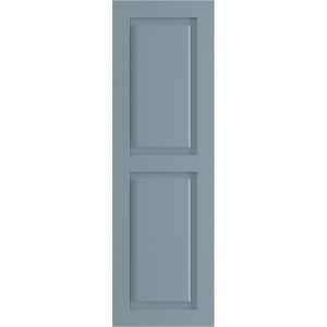 15 in. x 25 in. PVC True Fit Two Equal Raised Panel Shutters Pair in Peaceful Blue