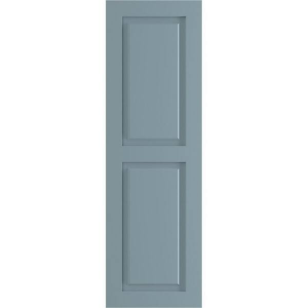 Ekena Millwork 18 in. x 49 in. True Fit PVC 2 Equal Raised Panel Shutters Pair in Peaceful Blue