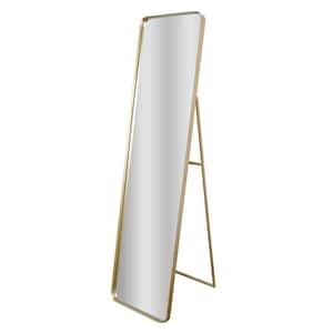 Gold Steel Classic Freestanding Full Length Rectangle Floor Mirror with Easel 16 in. x 63 in.