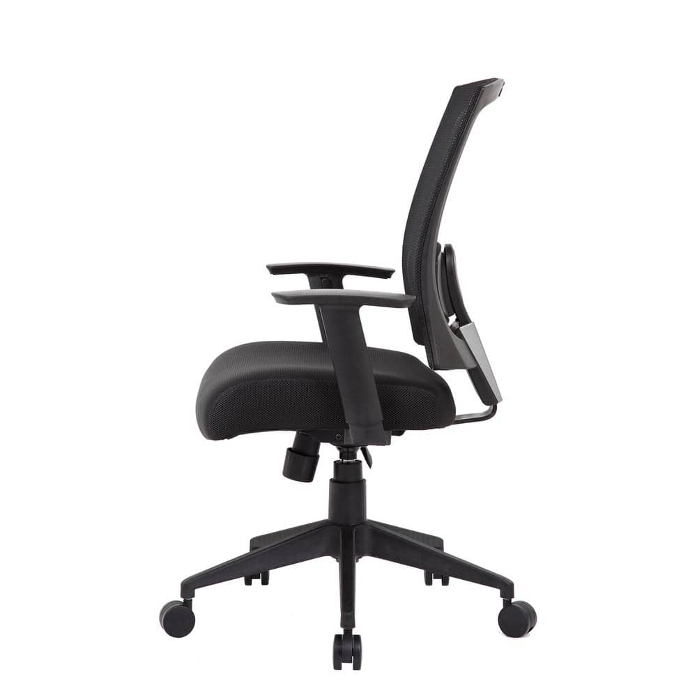 Black Mesh Back and Seat Cushions Black Base Lumbar Support Adjustable Arms Pneumatic Lift Executive Task Chair - Thumbnail 5