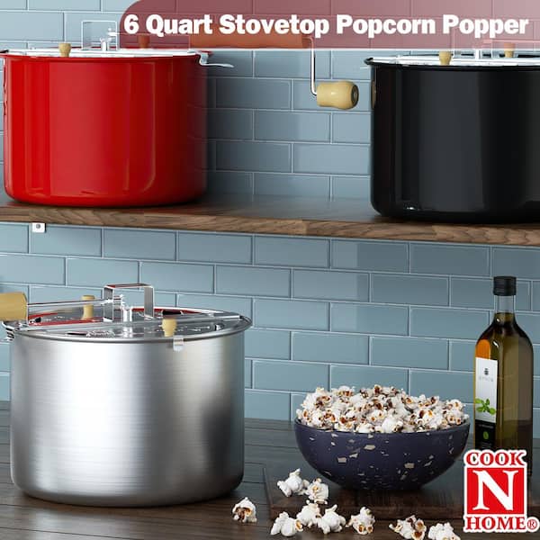 Cook N Home 6 qt. Aluminum Stovetop Popcorn Popper Silver 02626