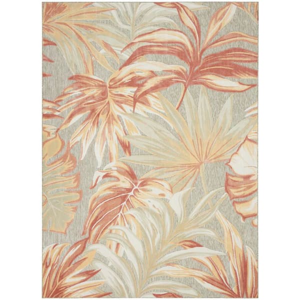 Aloha Sage Rose 8 ft. x 11 ft. Palmette Contemporary Area Rug