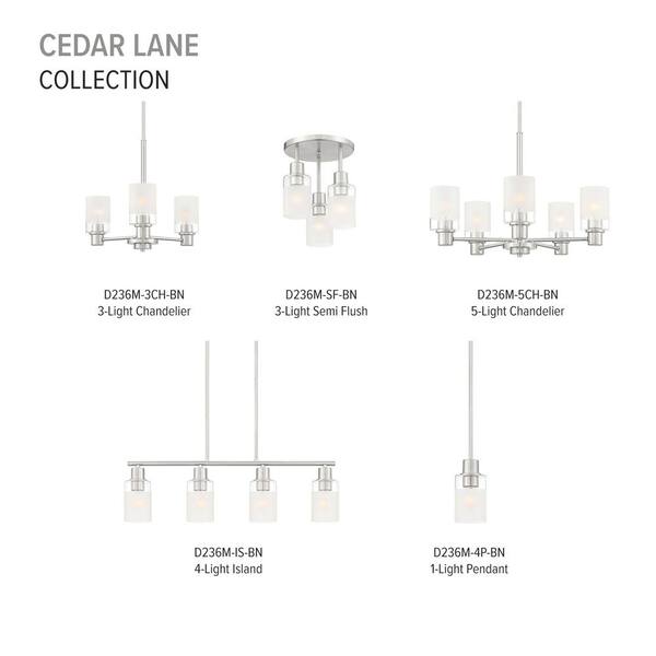 Designers Fountain - Cedar Lane 3 -Light Brushed Nickel Chandelier with Clear Etched Glass Shades
