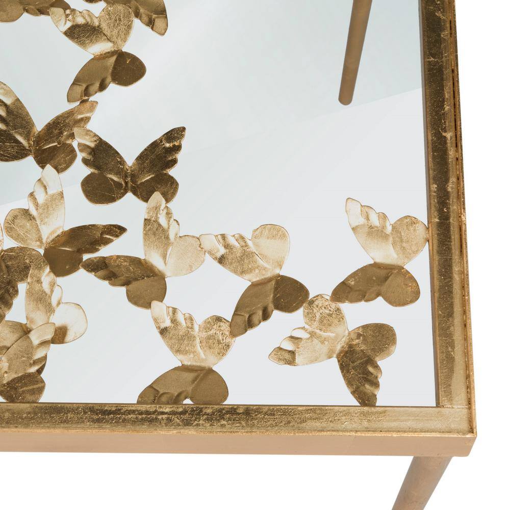 Ethereal Gold 47" Glass-Top Home Office Desk with Drawer