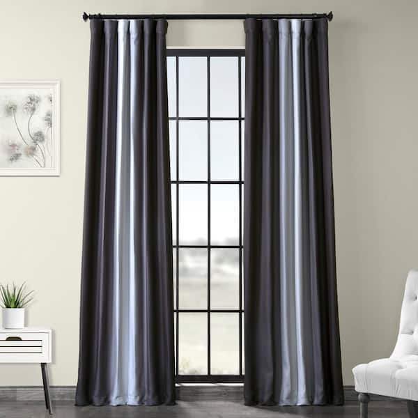 Exclusive Fabrics & Furnishings Parallel Grey Novelty Blackout Curtain - 50 in. W x 84 in. L