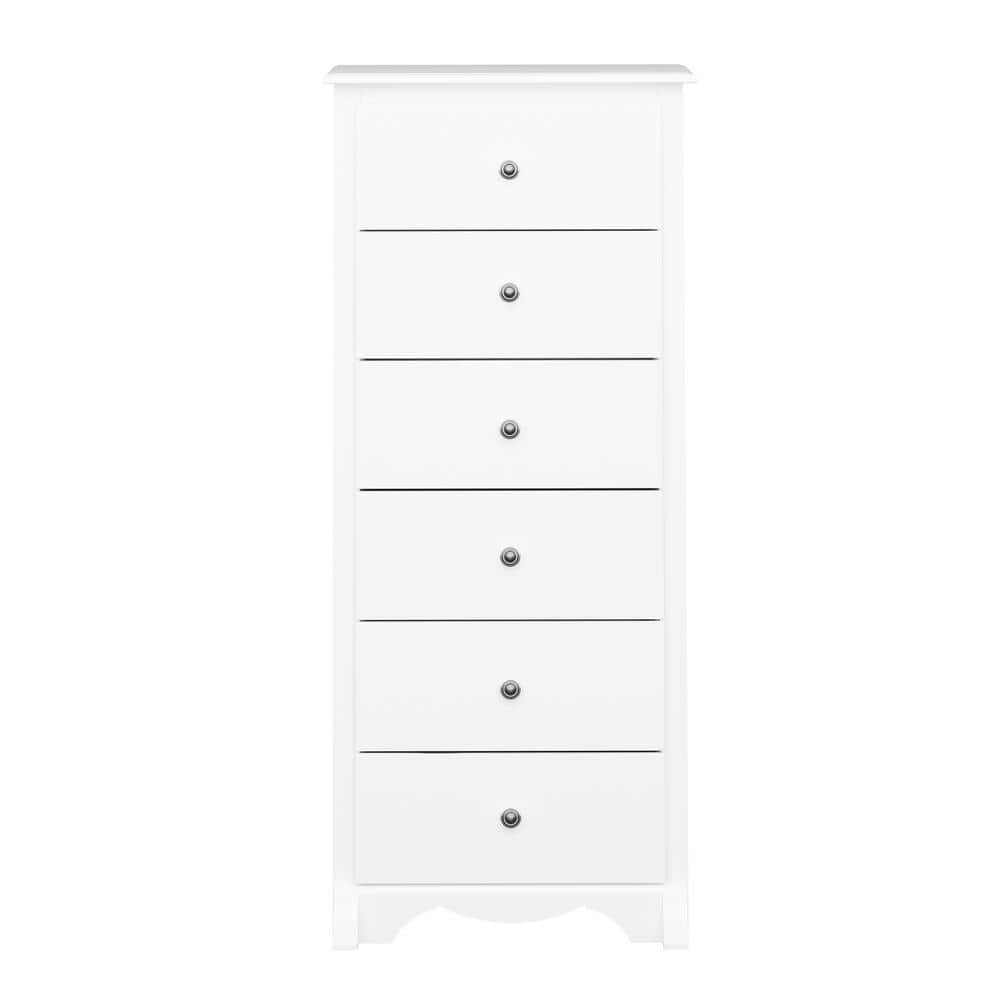 Monterey Tall 6-Drawer White Dresser with Scalloped Base