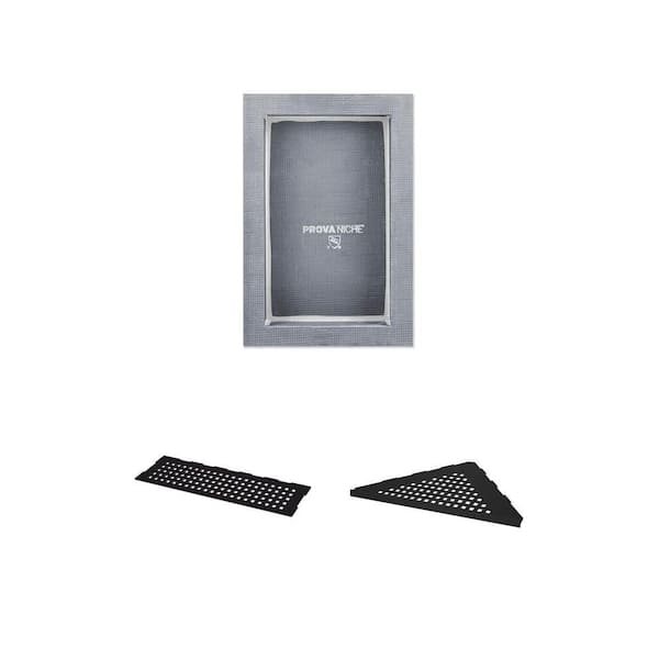 16 in. Shower Kit Prova Niche with Shelf, 3.375 in. Pro-Select Shelf, and 6 in. Corner Shelf Combo