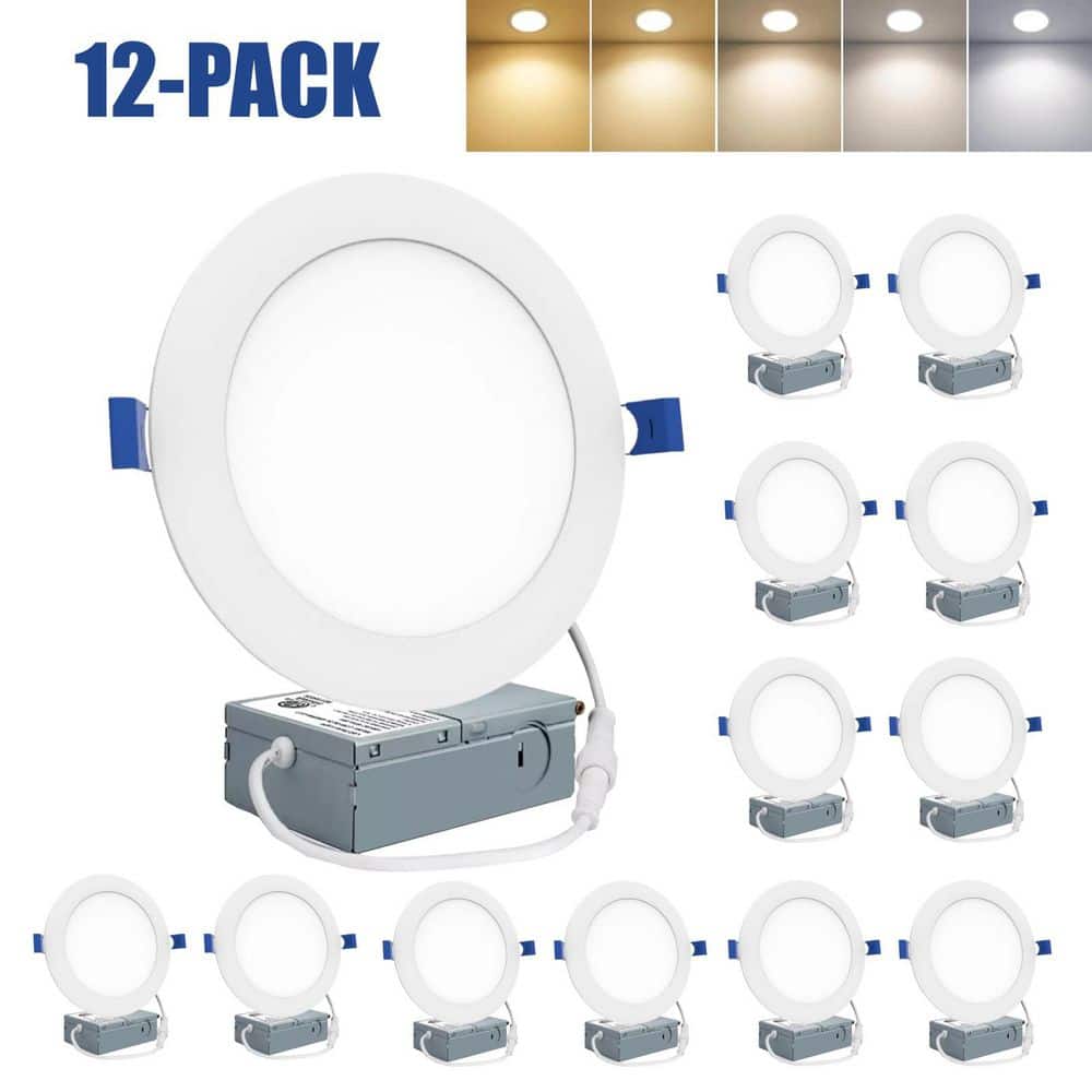 6 in. 5CCT Selectable,100-Watt Equivalent,Dimmable,1050 Lumens,Ultra-Thin Integrated LED Recessed Ceiling Lights,12-Pack price history on PriceWatchPro