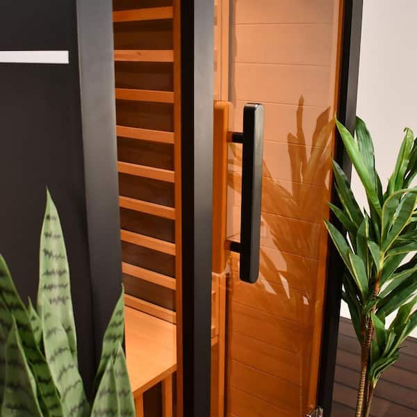 ALEKO 1-Person Indoor Hemlock Infrared Sauna-Black SIR1OASBLK-HD