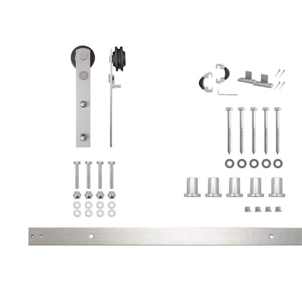 6.6 ft./79 in. Brushed Nickel Non-Bypass Sliding Barn Door Hardware Kit Straight Design Roller for Single Door