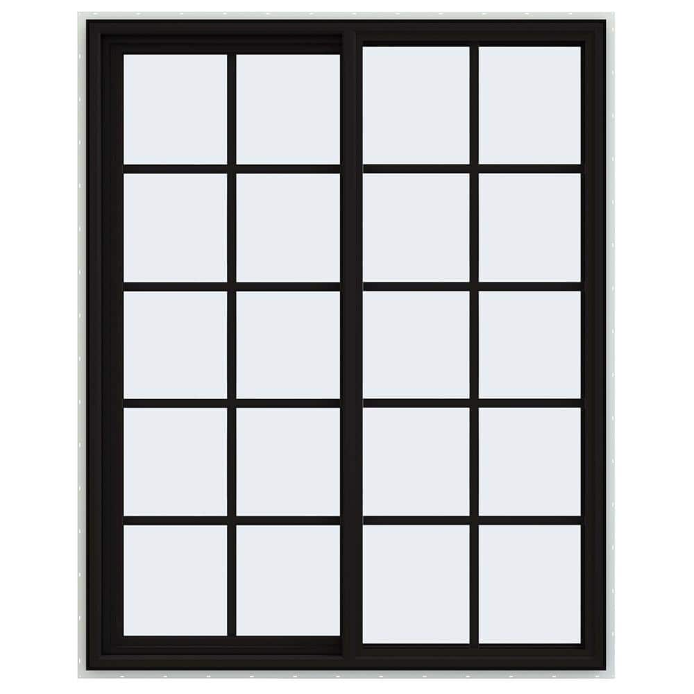 JELD-WEN 48 in. x 60 in. V-4500 Series Black FiniShield Vinyl Left-Handed  Sliding Window with Colonial Grids/Grilles THDJW140400220 - The Home Depot