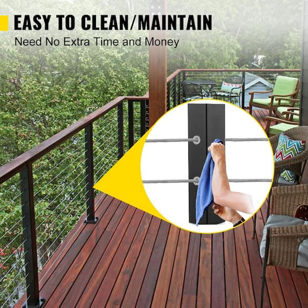 SKYSHALO Cable Rail Post Level Deck Stair Post 36 x 1.5 x 1.5 in. Cable Handrail Post Stainless Steel Brushed Finishing Deck