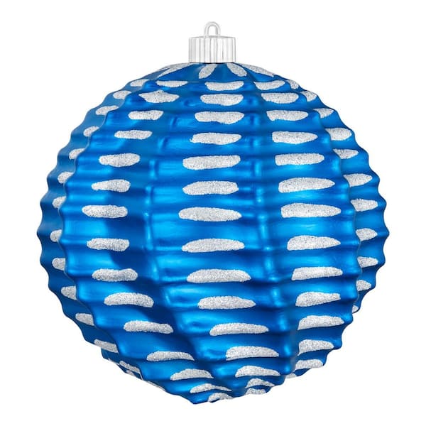 8 in. Blue and Silver Shatterproof Wavy Ornament