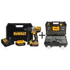 20V MAX XR Cordless Brushless 3-Speed 1/2 in. Hammer Drill, Mech Tool Set (142 Piece), and (2) 20V 5.0Ah Batteries