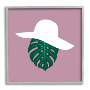 Tropical Fashion Monstera Leaf Floppy Hat by Atelier Poster Framed Abstract Wall Art Print 24 in. x 24 in.
