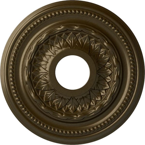Ekena Millwork 15-3/4" x 3-1/4" I.D. x 1" Galway Urethane Ceiling Medallion (Fits Canopies upto 3-1/4"), Brass