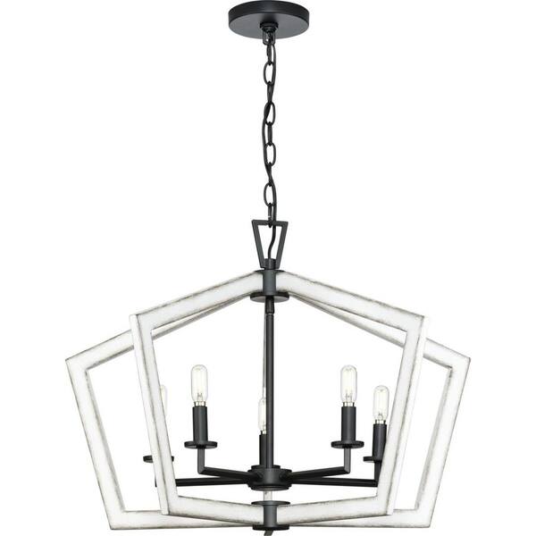 Progress Lighting Galloway 5-Light Matte Black Farmhouse Chandelier