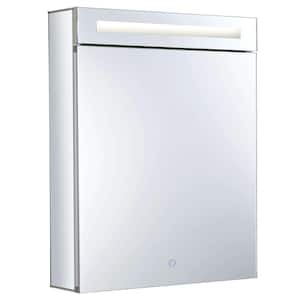 24 in. x 30 in. Recessed or Surface Wall Mount Medicine Cabinet in Stainless Steel with LED Lighting Right Hinge