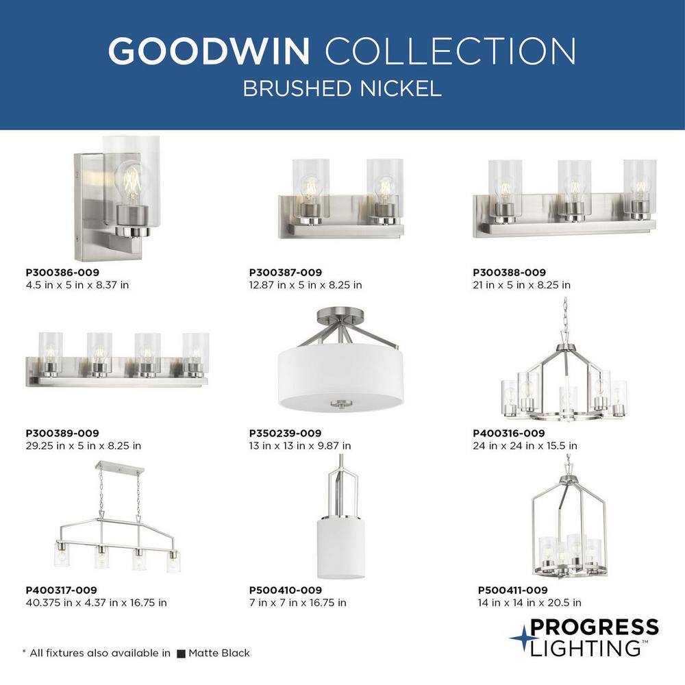 Goodwin Brushed Nickel 4-Light Foyer Pendant with Glass Shades