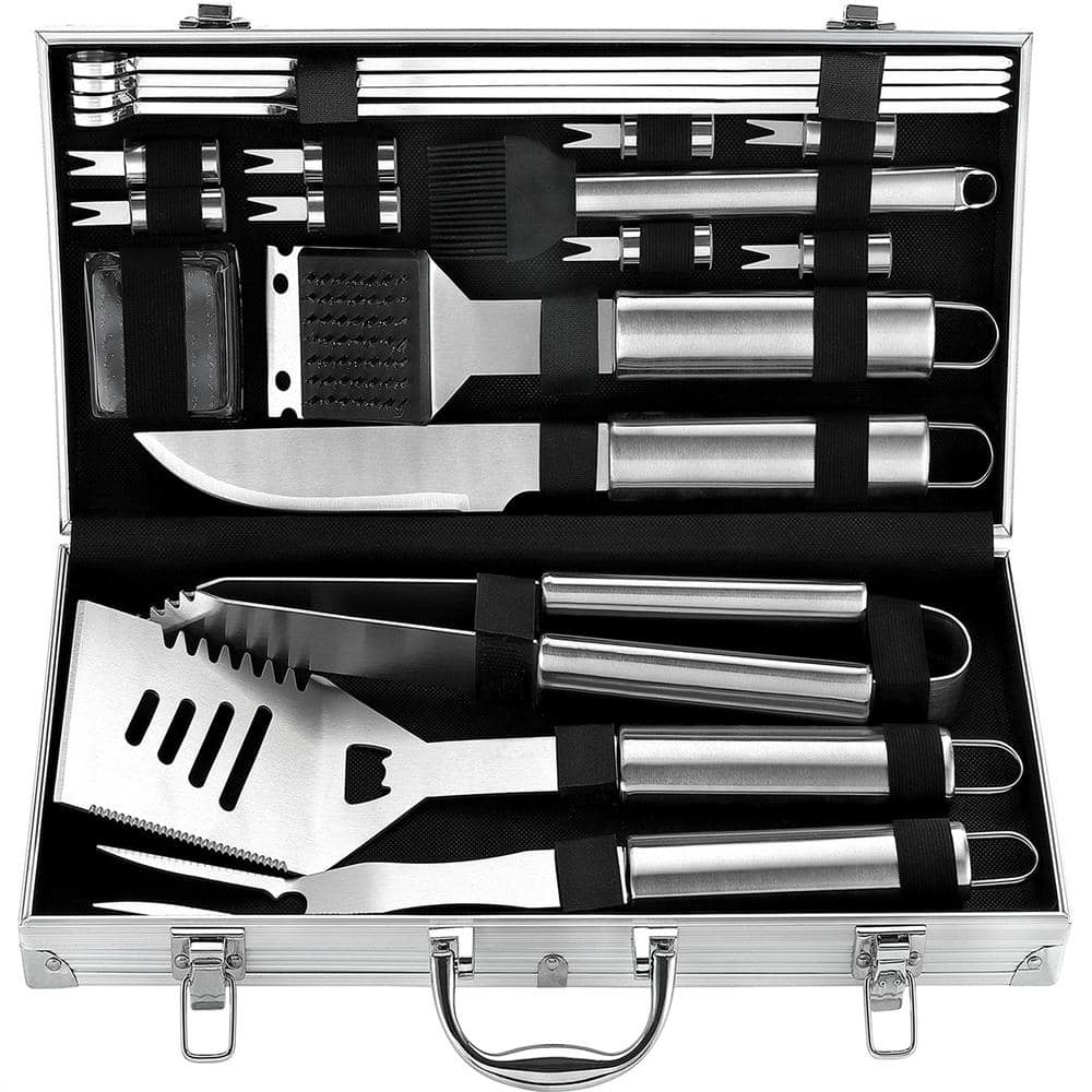 Dyiom 38-Piece Stainless Steel BBQ Grill Accessories Set in Black