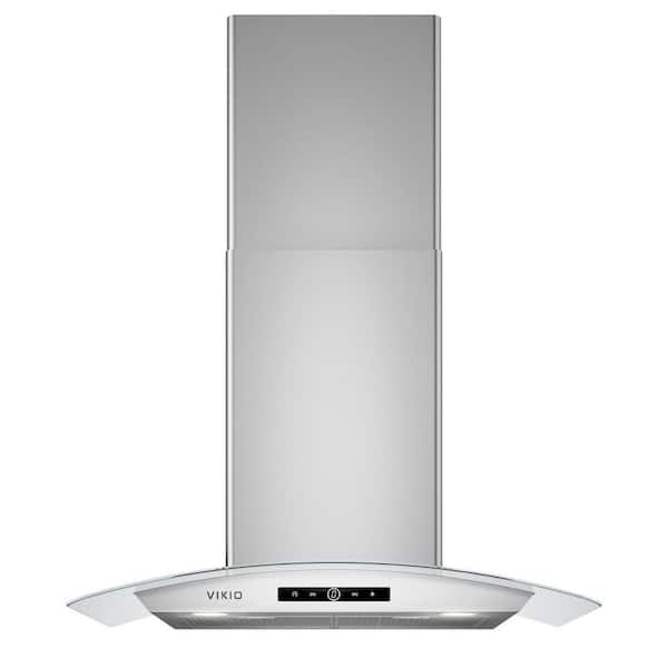 30 in. 600 CFM Ductless Convertible Wall Mount Range Hood in Stainless Steel and Glass
