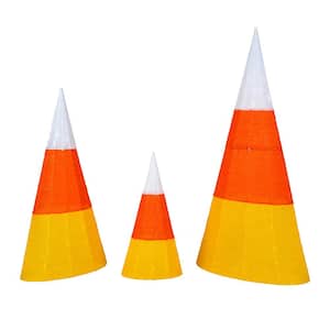 48 in., 36 in. and 24 in. 3-Piece Pre-Lit Candy Corn Cones