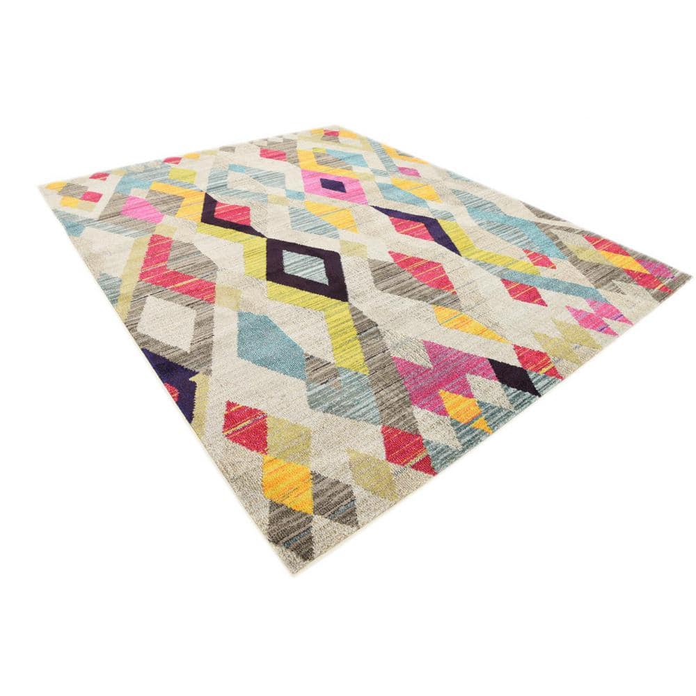 Sedona Vibrant Red Geometric 8' x 10' Easy-Care Synthetic Rug