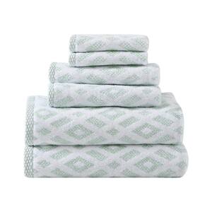 Bimini 6-Piece Green Geometric Cotton Towel Set