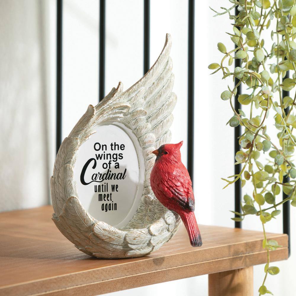 Gray and Red Resin Cardinal Wing Memorial Figurine, 6.5"