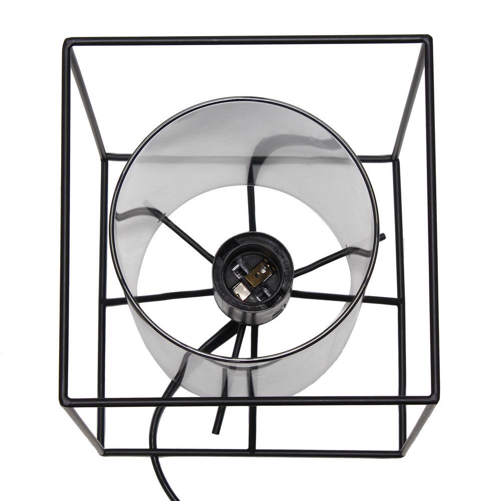Sleek Edison-Inspired Black Metal and Smokey Glass Table Lamp
