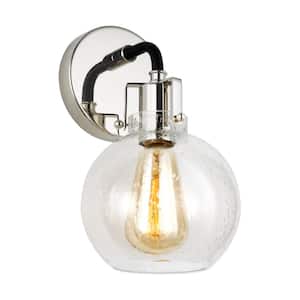 Clara 5 in. Polished Nickel Sconce with Clear Seeded Glass