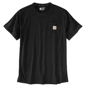 Men's 4 XL Black Cotton/Polyester Force Relaxed Fit Midweight Short Sleeve Pocket T-Shirt