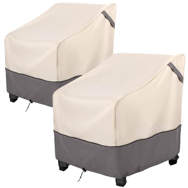 32W x 37D x 36H Deep Seat Patio Chair Cover Waterproof 600D Oxford Beige Gray 2 Pack