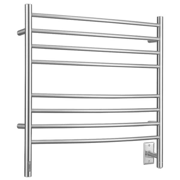 Ancona Arezzo OBT 8-Bar Hardwired and Plug-in Electric Towel Warmer in Brushed Stainless Steel
