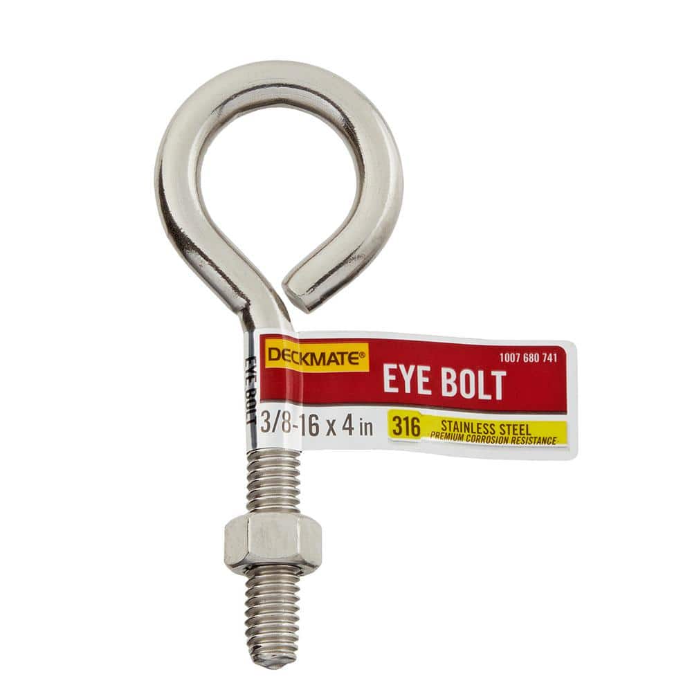 Deckmate Marine Grade Stainless Steel 3/8-16 X in. Eye Bolt includes Nut  867540 The Home Depot