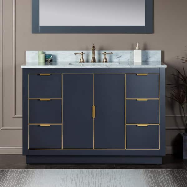 WOODBRIDGE Venice 49 in.W x 22 in.D x 38 in.H Bath Vanity in Gray with Marble Vanity Top in White with White Sink