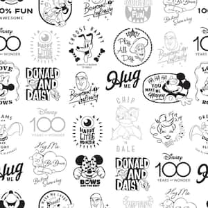 Disney 100th Anniversary Icons Black Matte Vinyl Peel and Stick Wallpaper