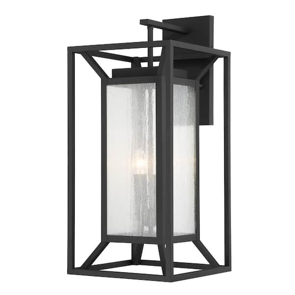 Minka Lavery Harbor View 4-Light Sand Black Outdoor Wall Lantern Sconce with Clear Seeded Glass