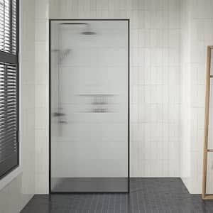 Della 36 in. W. x 75.98 in H Walk-in Framed Fixed Panel Shower Door in Matte Black with Clear Fluted Glass