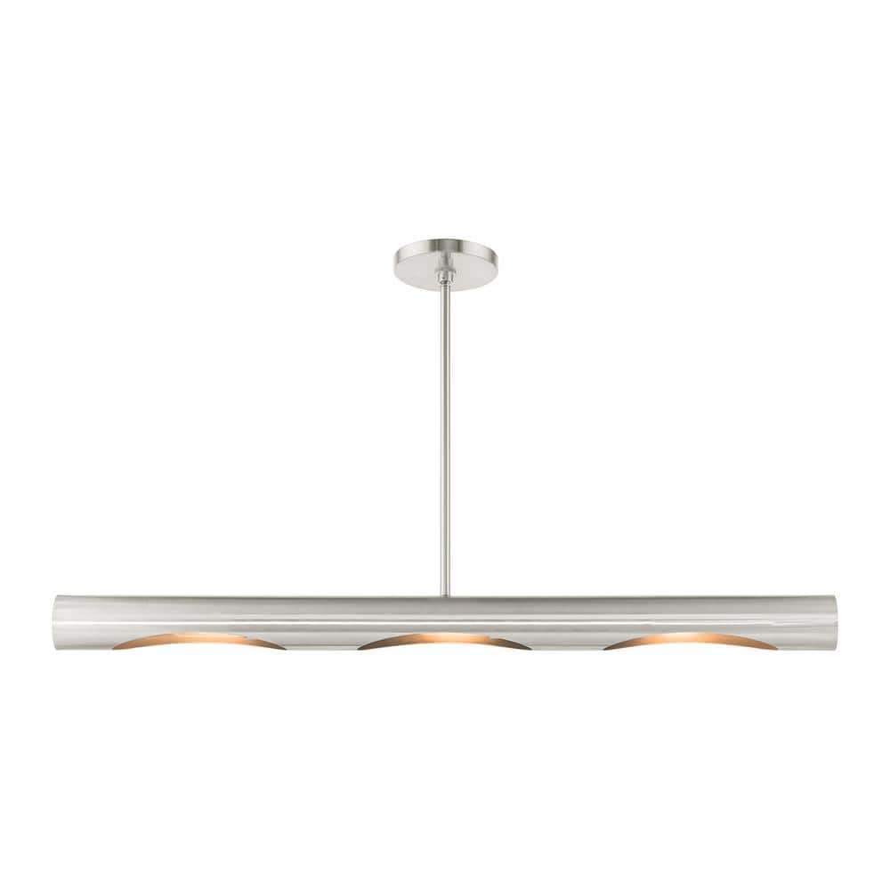 Novato Minimalist 3-Light Brushed Nickel Linear Chandelier