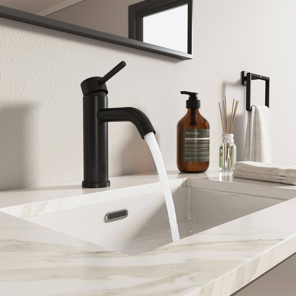 Matte Black Stainless Steel Touchless Bathroom Sink Faucet
