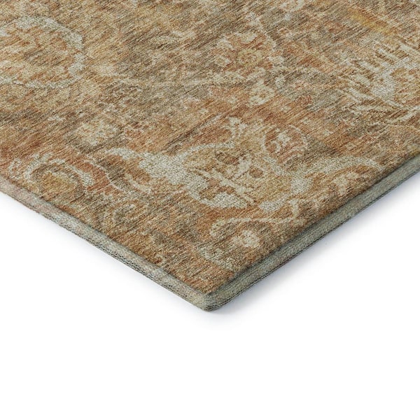 Mayfield Premium Machine Washable Abstract AMF1101 Khaki 8 ft. x 10 ft. Area Rug
