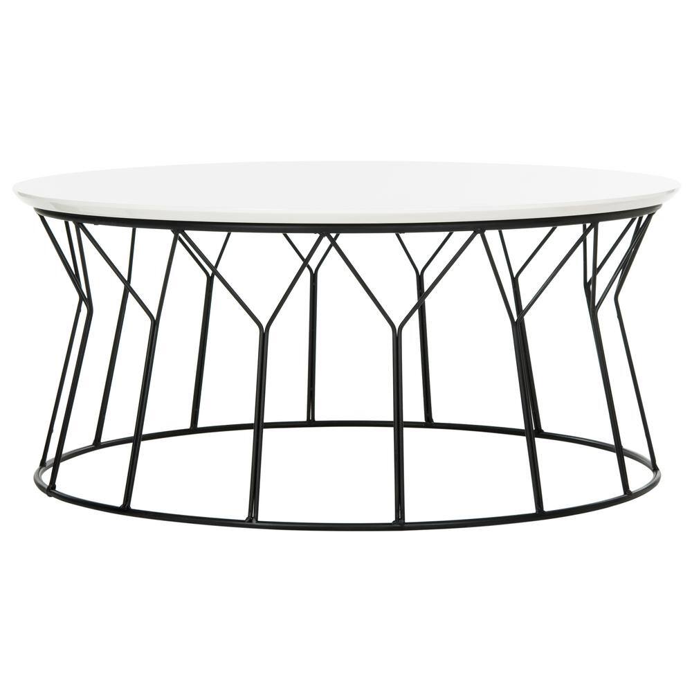 White Round Wood Transitional Coffee Table