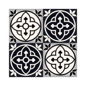 Black/White 4 in. x 4 in. Vinyl Peel and Stick Removable Tile Stickers (2.64 sq.ft./pack)