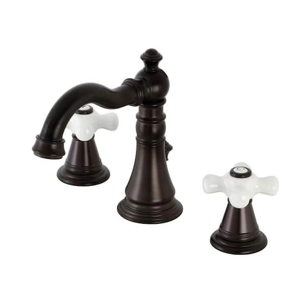 Kingston Brass American Classic 8 in. Widespread 2-Handle Bathroom Faucets with Pop-Up Drain in Oil Rubbed Bronze