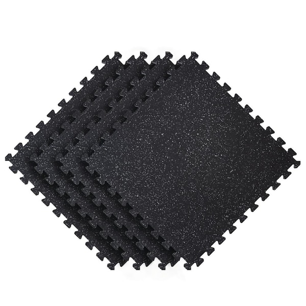Norsk Shock Absorbent 25.2 in. x 25.2 in. x 0.70 in. Gym Tiles - Black/White Fleck (4-Pack)